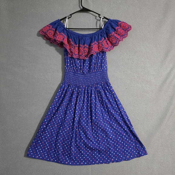 Lilly Pulitzer Borealis Blue Kalama Off The Shoulder Dress 010340 Size Small - Picture 8 of 10